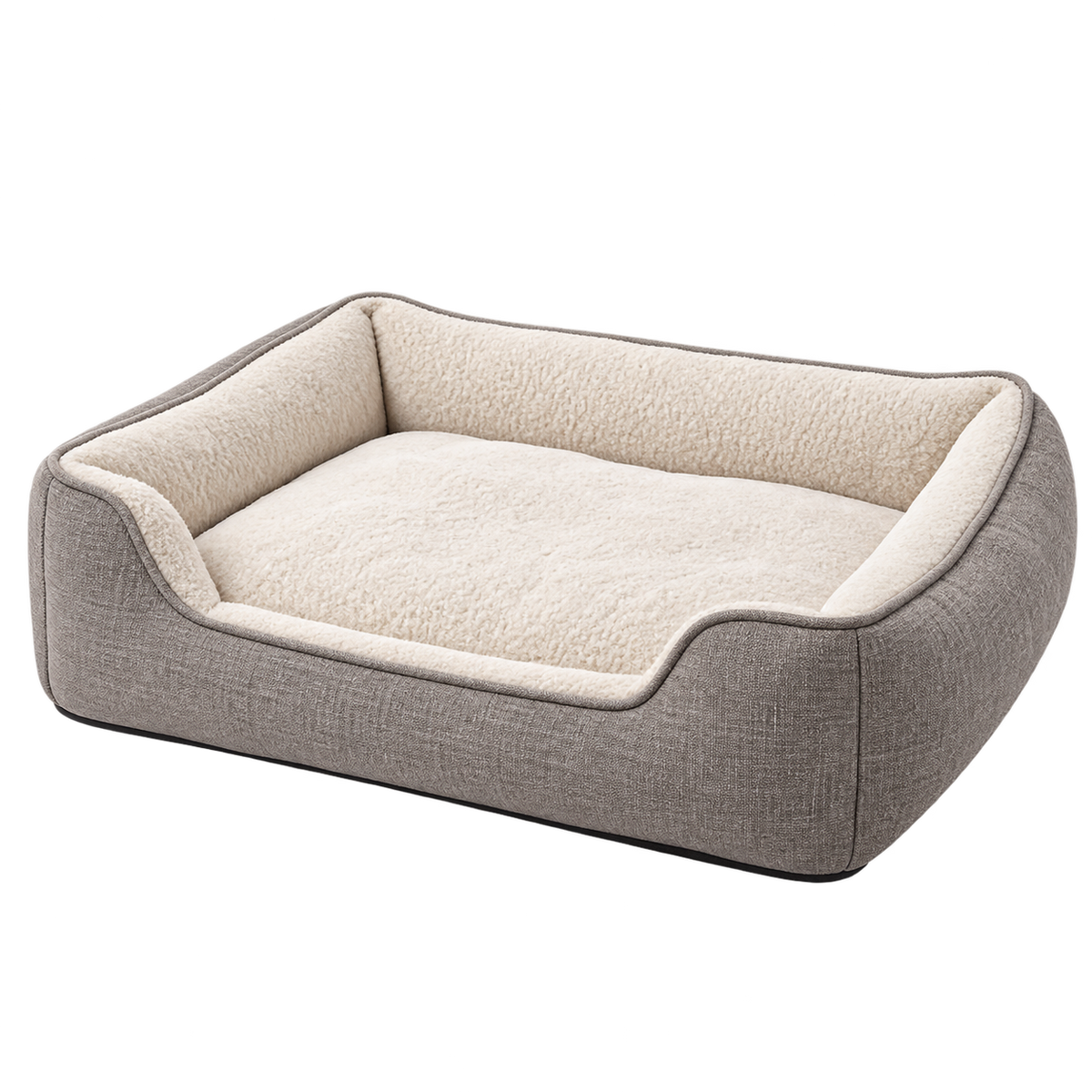 Diseño orientativo de Cama de apoyo para perros mayores; representación de catálogo sobre fondo transparente