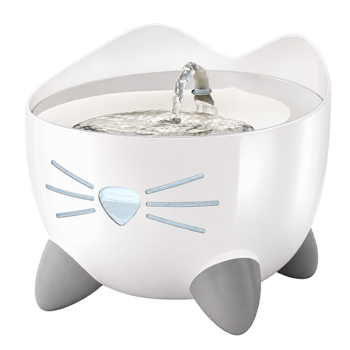 Imagen de catálogo de Catit PIXI Inox — fuente de agua para gatos 2,5 L sobre fondo transparente