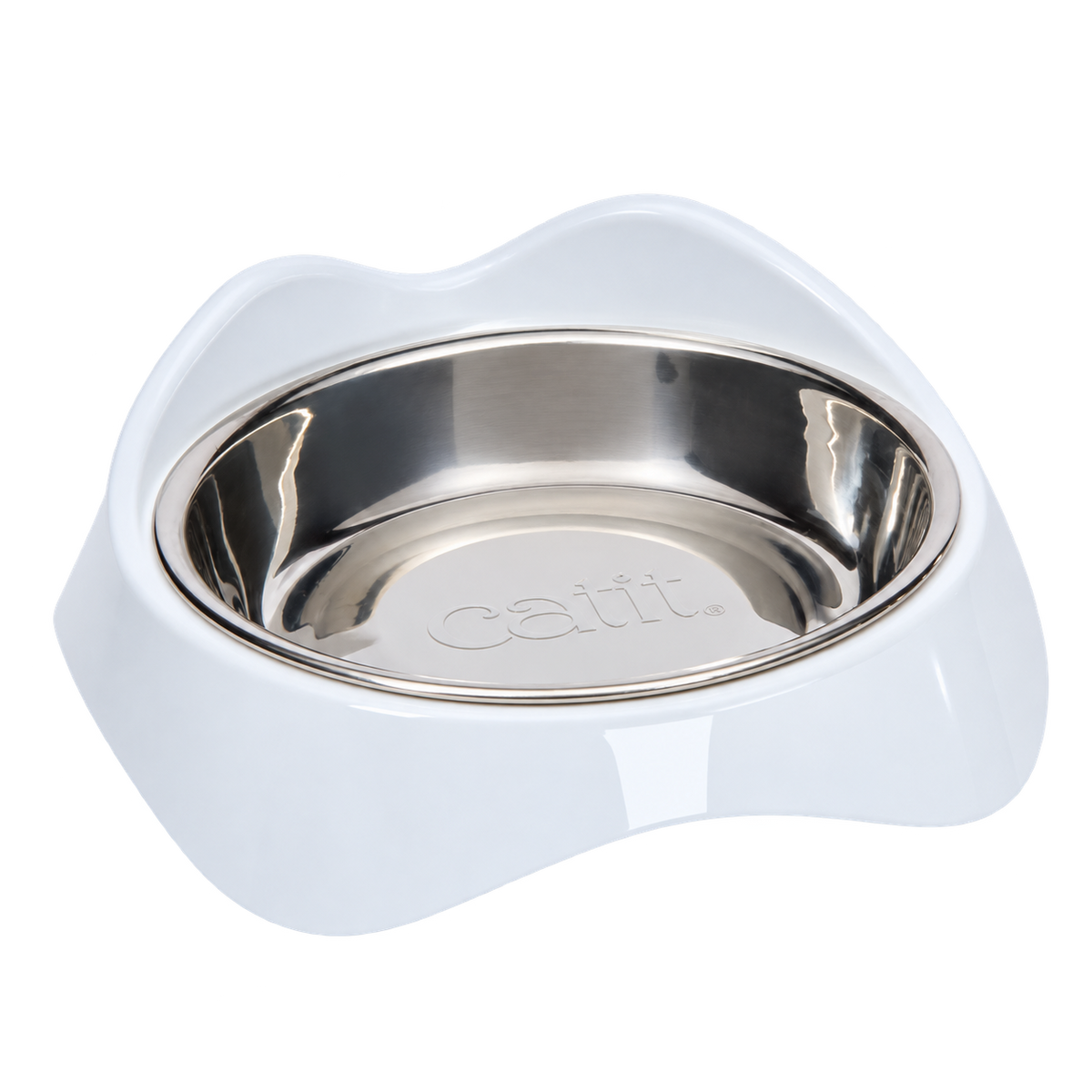 Imagen de catálogo de Catit PIXI — plato individual de acero inoxidable 200 ml sobre fondo transparente