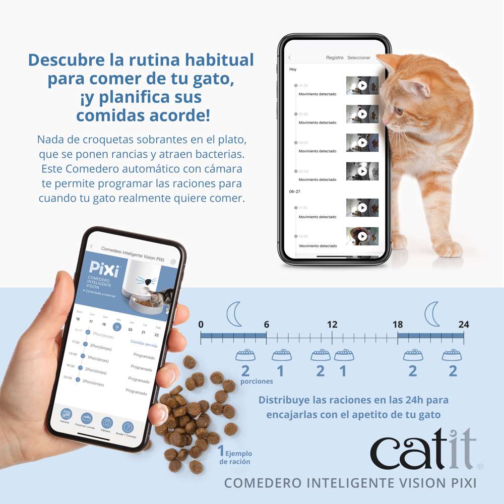 Comedero Catit PIXI Vision con cámara; teléfono ilustrativo no incluido