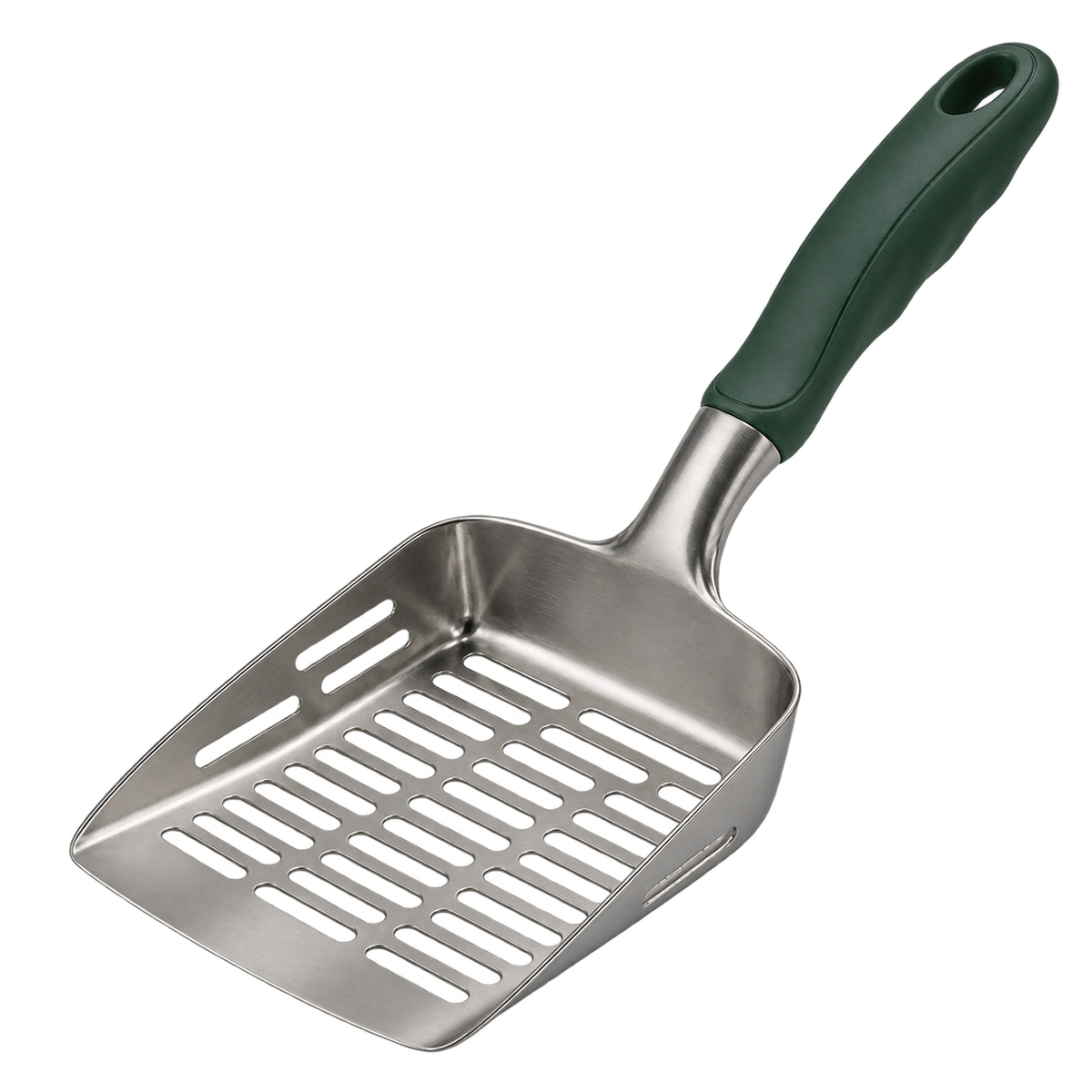 Illustrative design of Durable cat litter scoop; catalog representation on a transparent background